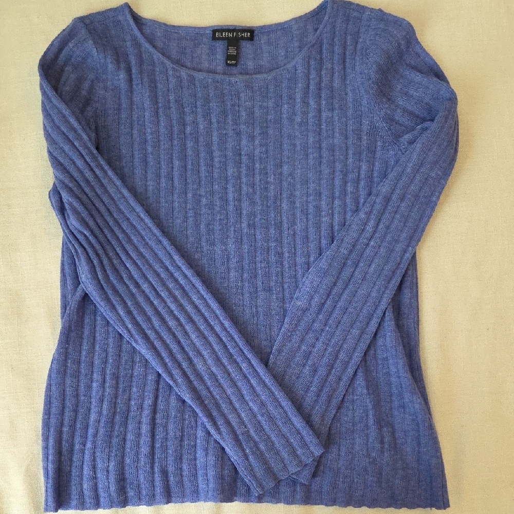 Eileen Fisher Indigo Ribbed Knit Top